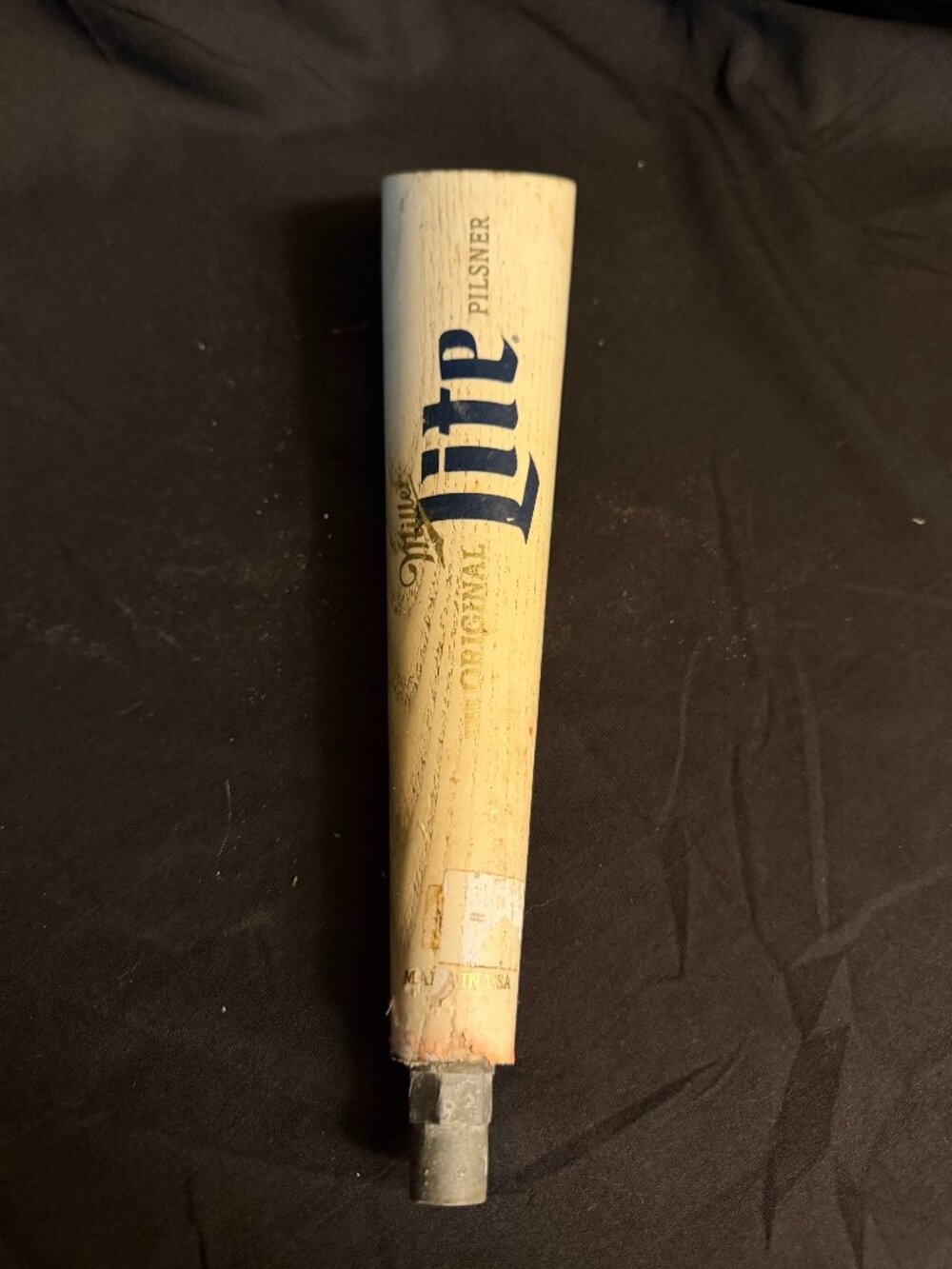 Miller Lite Original Pilsner White Washed Wood Beer Tap Handle Baseball Bat 11"